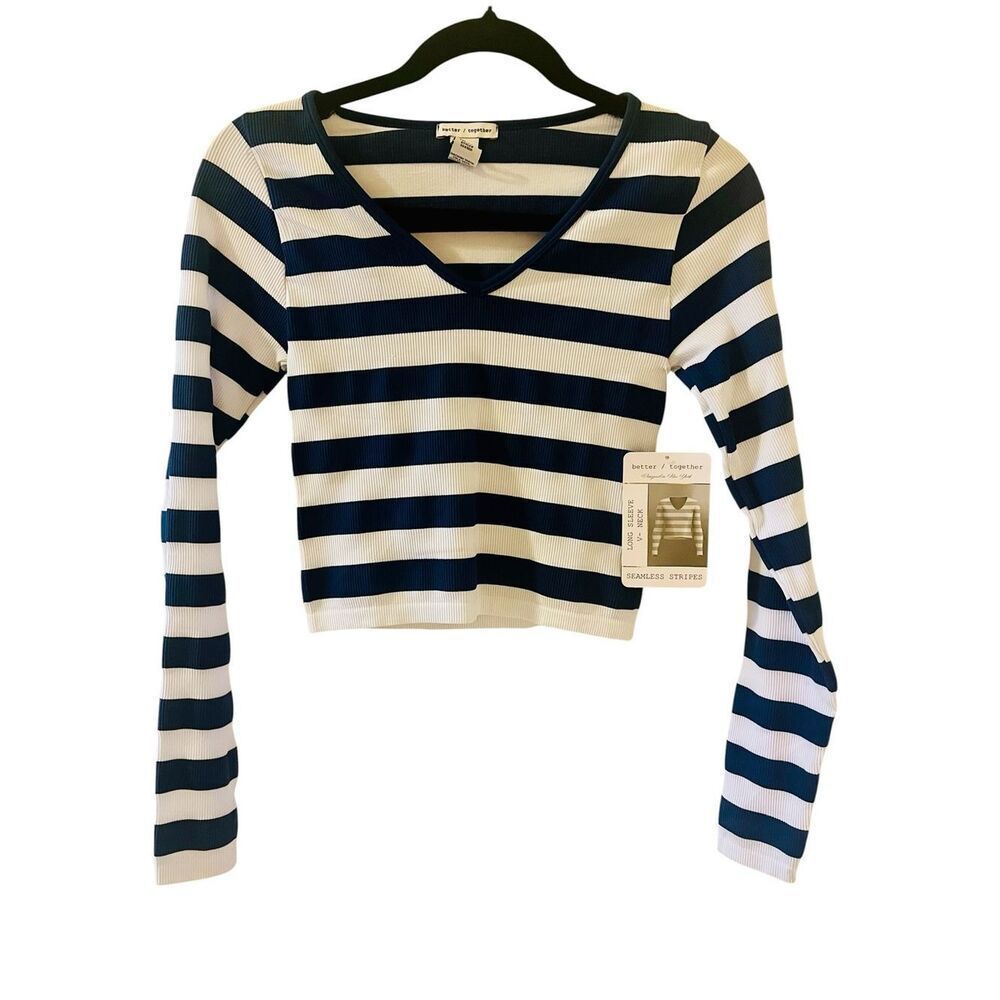 Old Navy navy blue striped top
